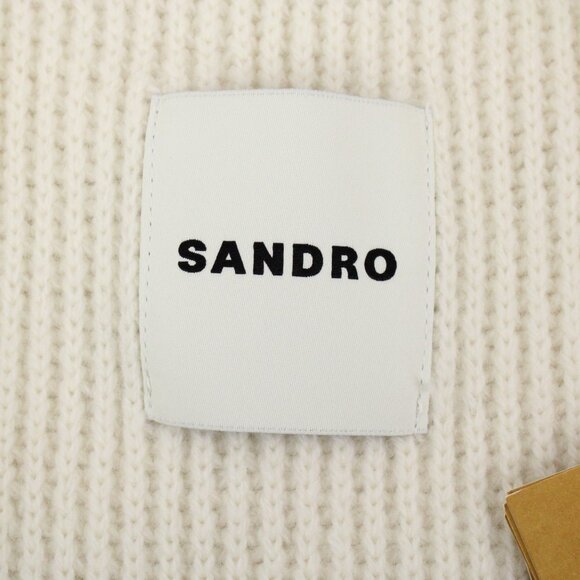 NWT Sandro Martie Cardigan in Ecru with Black Braided Velvet Trim FR Size 4/XL - Picture 11 of 16